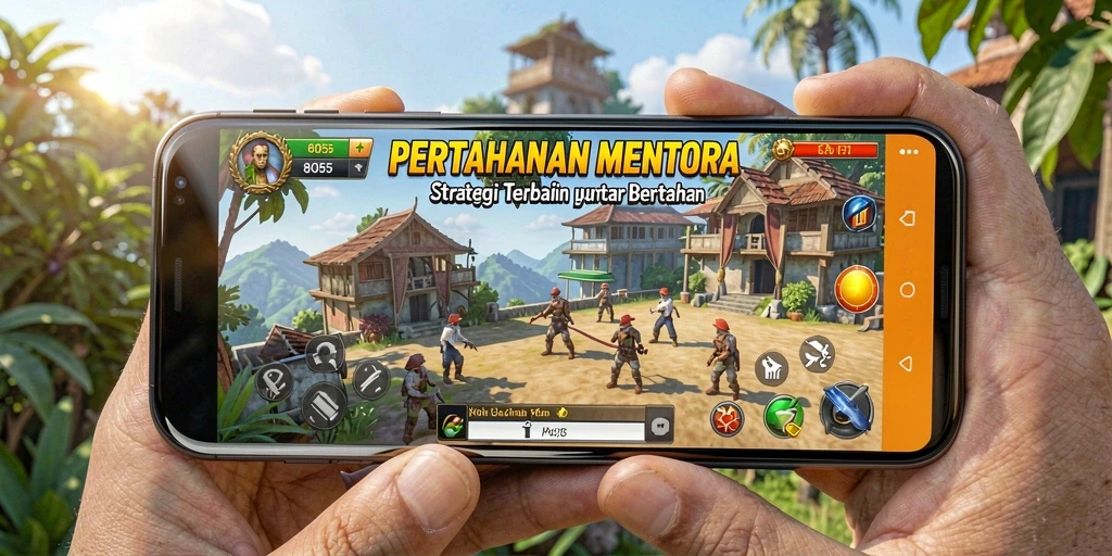 Tampilan gameplay menakjubkan dalam 8055 dengan pertahanan menara yang strategis.