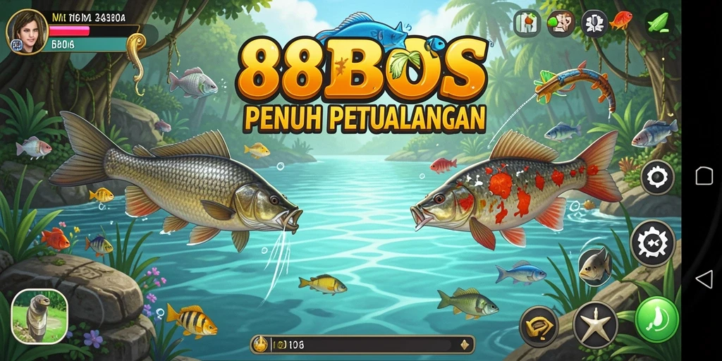Screenshot unik dari gameplay seru di 88BOS dengan aksi memancing yang intens.