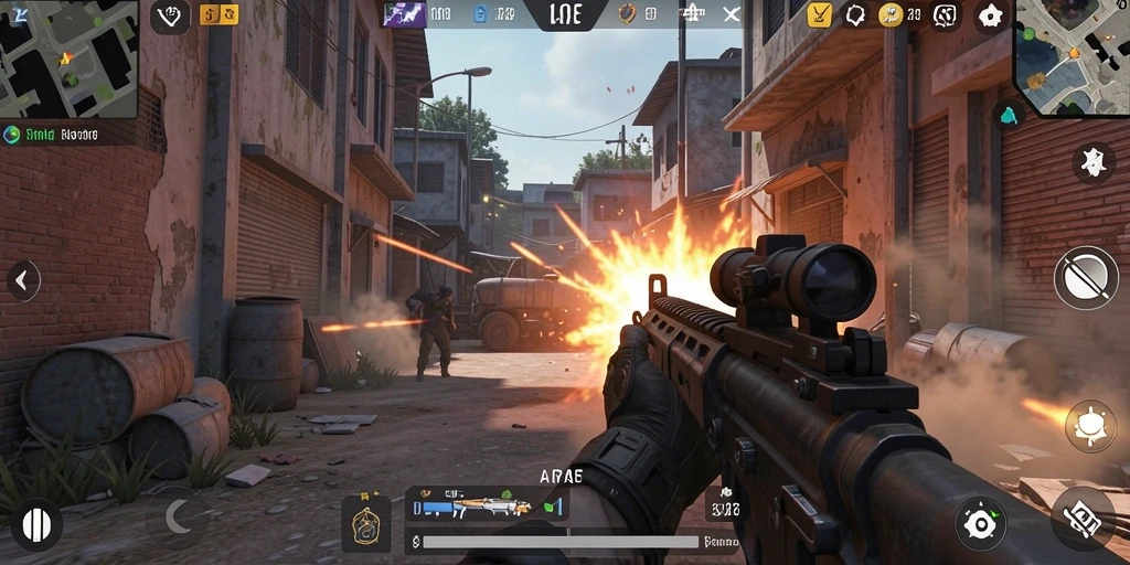 Gameplay intens AFAF dengan aksi tembak menembak yang seru.