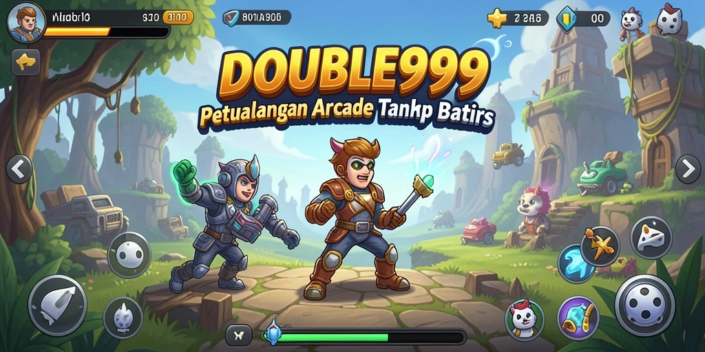 Screenshot utama DOUBLE999 memperlihatkan aksi seru dalam gameplay Arcade.