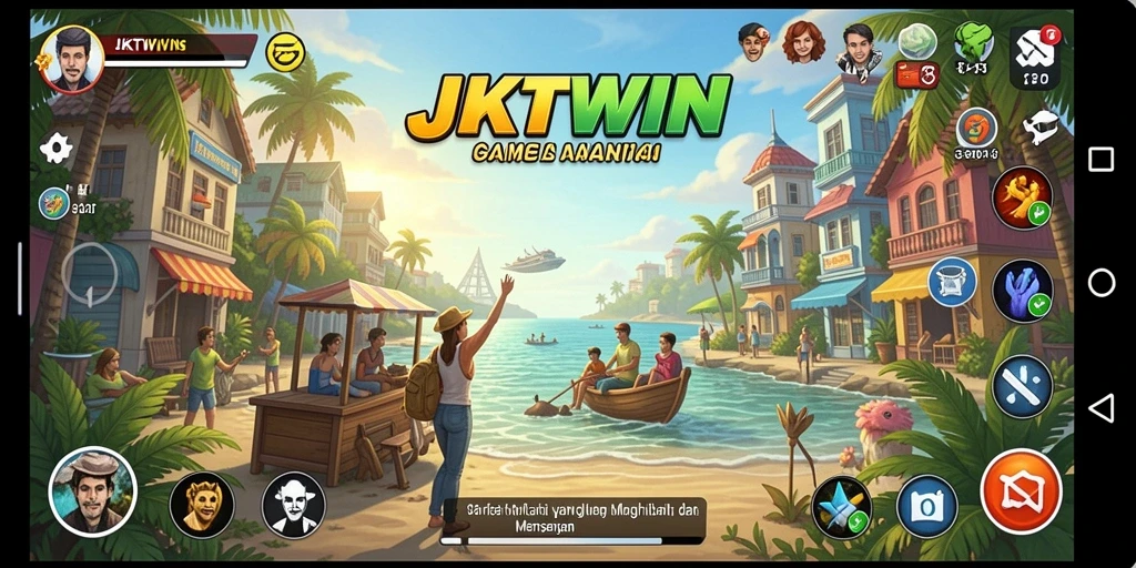 Screenshot utama menampilkan gameplay santai JKTWIN yang menghibur.