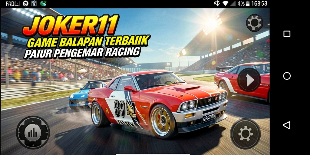 Screenshot utama JOKER11 menampilkan aksi balapan yang mendebarkan.