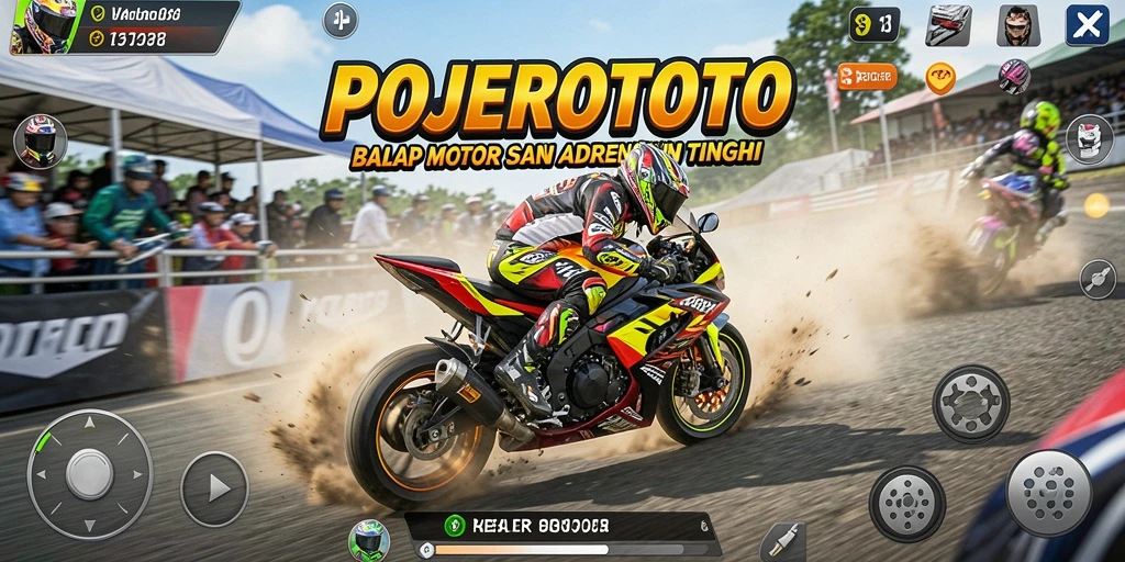 Tampilan gameplay balapan motor yang seru dan menegangkan.