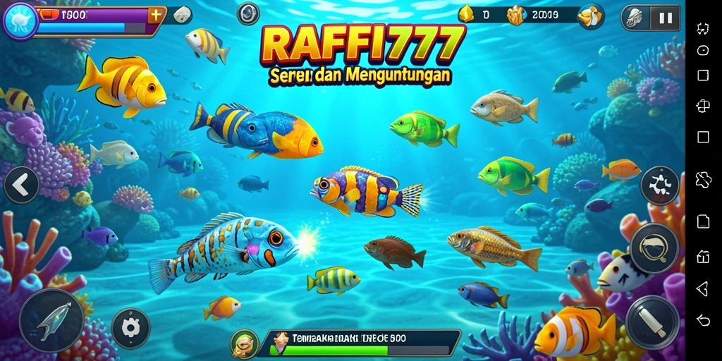 Tampilan gameplay seru dengan aksi menembak ikan.