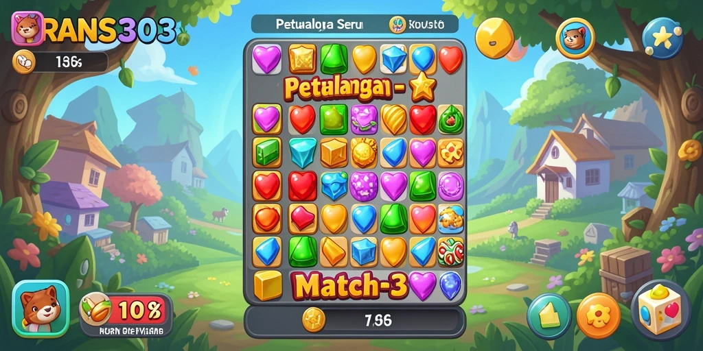 Gameplay RANS303 yang seru dengan objek warna-warni.