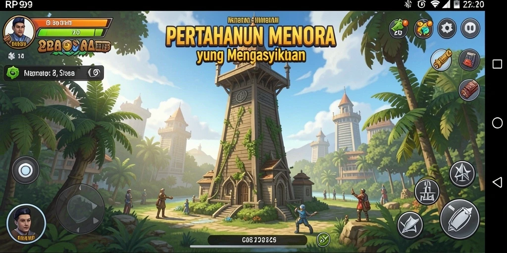 Tampilan menegangkan dalam gameplay Tower Defense RP99.