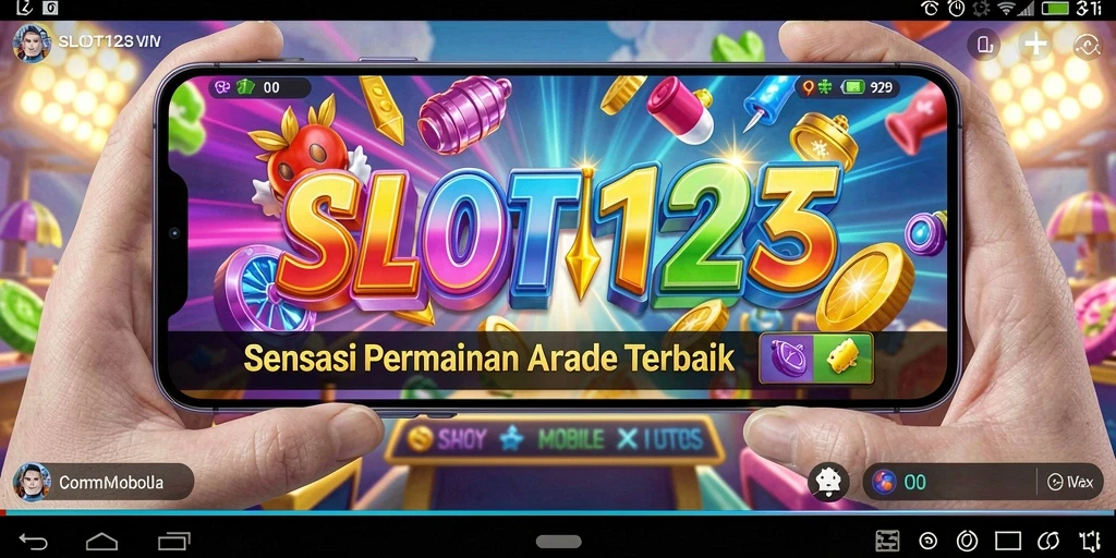 Tampilan gameplay SLOT123 yang penuh warna dan dinamis.