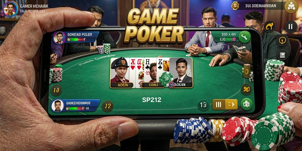 Tangkapan layar gameplay SP212 yang menampilkan suasana permainan Poker.